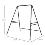 Hängstolsram Stativ Svart av Stål för Inomhus och Utomhusbruk Stabilt Stativ för Hängande Stolar Lastkapacitet upp till 150 kg 178 x 143 x 180 cm