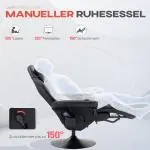 Spelstol med Massagefunktion, Lutande Ryggstöd och Fotstöd, upp till 120 kg, Stålram, Konstläder, Svart