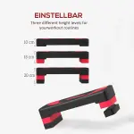 Aerobic Stepper Stegbräda Höjdjusterbar Röd av Plast för Fitness och Hemmaträning Motionscykel med 3 Nivåer 10-20 cm
