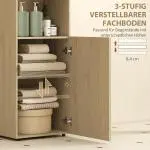Badrumsskåp Fristående Gul Ek Trädesign för Badrum Förvaringsskåp med Hyllor och Dörr Kompakt Design och Bra Förvaring 104 cm