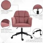 Skrivbordsstol Ergonomisk med Justerbar Höjd i Sammetsoptik för Kontor Ergonomisk och Stabil Rosa Tyg och Metall upp till 120 kg
