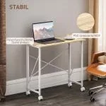 Hopfällbart Skrivbord på Hjul och Platsbesparande Design för Hemmakontor Hållbar och Stabil Natur MDF och Stål för Förvaring