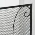 Eldstadsgaller Gnistskydd Svart av Metall för Eldstad och Ugn 3 Paneler Fällbart Skyddsgaller Säkert Eldstadsområde 132,5 x 76,5 cm