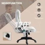 Kontorsstol Chefsstol Vit av Teddy Sammet och Metall för Kontor Massagefunktion med Värme och Fotstöd 67 x 74 x 107-116 cm