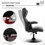 Ergonomisk Gamingstol med Gungfunktion, Bekväm Kontorsstol i Konstläder, Höj- och Sänkbar Sits för Spel och Arbete, Svart
