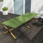Solstol Trädgårdssäng Mörkgrön av Oxford Tyg och Metall för Trädgård och Balkong Hopfällbar Relaxsäng med Sidficka 196 x 64 x 45 cm