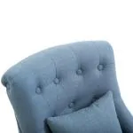 TV-Fåtölj i Blått Linnetyg, Bekväm Relaxstol med Ryggkudde och Träben, Elegant Vilostol för Vardagsrum, Blå, 52,5 x 69 x 77 cm