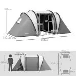 Campingtält Tunneltält för 4-5 Personer Blå av Polyester för Camping och Resor Vattenavvisande Familjetält med 3 Rum 3000 mm