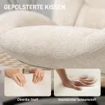 Fåtölj Roterbar Gräddvit Tyg och Stål för Vardagsrum Rund Snurrfåtölj med Mjuk Stoppning Modern Design Bekväm 75 cm