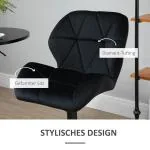 Barstolar i Konstläder 2-Pack, Snurrbara Köksstolar med Ryggstöd, Justerbar Höjd och Bekväm Sits, Svart, 51,5 x 57,5 x 93-114,5 cm