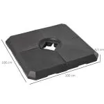 Paraplyvikt 4-Pack Paraplyställ Kan Fyllas med 80 Kg Vatten eller 120 Kg Sand HDPE Svart 100 X 100 X 9,5 Cm