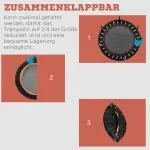 Studsmatta Fitness Rebounder Hopfällbar Svart av Stål och Tyg för Vuxna Ministudsmatta med Handtag 100 kg Ø 102 cm