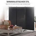 Rumsavdelare, 3-panelers Sekretessskärm, Metallram, Svart