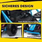 Elbil Go-kart 24V Blå Metall och Plast för Barn 8-12 År Elektrisk Bil med Driftläge och Musik Säkerhetsbälte Rolig Körning