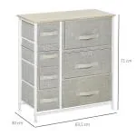 Lådskåp Byrå Grå av Fiberduk och Metall för Förvaring 7 Vikbara Tyglådor Platsbesparande Idealisk 63,5 x 30 x 71 cm