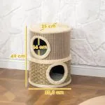 Klöstunna 2 Våningar Khaki och Mörkbrun Plysch för Katter Kattgrotta med Klösmatta Kompakt Design 36x36x49 cm