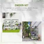 Blomhylla i Metall 2-Pack, Dekorativ Växtställning med 4 Våningar, Platsbesparande Blomställ för Balkong, Grön, 70 x 27 x 110 cm
