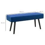 Stoppad Sängbänk, Sammetslook, Blå, 100 x 36 x 45 cm