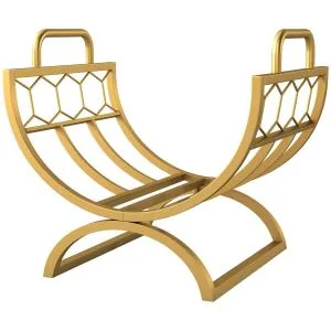 Vedställ Guld Metall för Inomhusbruk och Öppen Spis Elegant Vedförvaring med Modern Design Dekorativ Hållare för Bränsleved Stabil och Lätt 46 x 36 x 41 cm