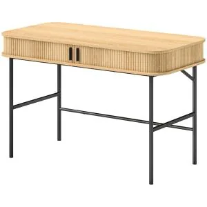 Skrivbord Datorbord Ek av Stål och Trä för Studiekontor Arbetsbord med Förvaringsutrymme och Hylla 120 x 60 x 76,5 cm