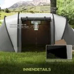 Campingtält Tunneltält för 4-5 Personer Blå av Polyester för Camping och Resor Vattenavvisande Familjetält med 3 Rum 3000 mm