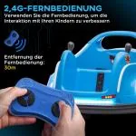 Barnbil Elbil 12V Stötfångare med Fjärrkontroll Blå av Plast för Barn 3-5 År Fordon med Musik och Ljus 360° Rotation 1,5-3 km/h