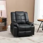 Elektrisk Massagestol i Konstläder, Bekväm TV-Fåtölj med Värme och Vibration, Ergonomisk Design för Avkoppling, Svart, 94 x 99 x 99 cm