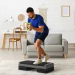 Aerobic Stepper Stegbräda Höjdjusterbar Grå av Plast för Hemmagym och Fitness Halkfri Träningsbräda 10,5-20,5 cm