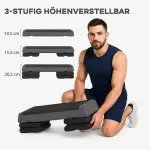 Aerobic Stepper Stegbräda Höjdjusterbar Grå av Plast för Hemmagym och Fitness Halkfri Träningsbräda 10,5-20,5 cm