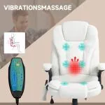 Kontorsstol Chefsstol Vit av Teddy Sammet och Metall för Kontor Massagefunktion med Värme och Fotstöd 67 x 74 x 107-116 cm