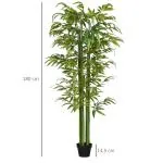 Konstgjord Växt Bambuträd Grön av Plast och Tyg för Inomhusbruk Dekorativt Träd med Plantering Naturlig Look 180 cm