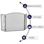 Eldstadsgaller Gnistskydd Svart av Metall för Eldstad och Ugn 3 Paneler Fällbart Skyddsgaller Säkert Eldstadsområde 132,5 x 76,5 cm