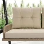 Hammock Rottinggunga 2-Sits Beige av Rotting ve Metall för Trädgård ve Balkong Hängbänk med Kuddar ve Kedjor 115 x 66 x 44 cm