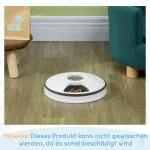 Automatisk Foderautomat för Husdjur, Programmerbar Matare med 6 Fack, LCD-Display och Timer för Katt och Hund, Vit/Grå
