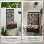Blomlåda Väggmonterad Planter med Spaljé Svart av Metall för Trädgård och Balkong Upphöjd Bäddkruka för Klätterväxter 61 x 23 x 113 cm
