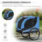 Hundsläp Cykelvagn Blå Svart Oxford Tyg för Hundar och Husdjur med Dragkrok och Nätfönster 130 X 73 X 90 Cm