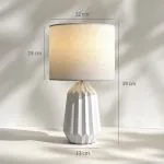 Bordslampa Klassisk Vit Linnetyg och Keramik för Sovrum och Vardagsrum Sänglampa med Strömbrytare på Sladden Elegant Inredning 39 cm