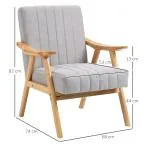 Öronlappsfåtölj i Ljusgrått Tyg, Bekväm Relaxstol med Armstöd, Elegant Loungestol i Skandinavisk Design, Ljusgrå, 64 x 70 x 72 cm