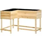 Upphöjd Odlingsbänk med Bevattning, Planteringslåda i Trä med Tyginsats, Ergonomisk Odling för Trädgård, Natur, 122 x 91 x 81 cm