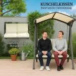 Hammock Trädgårdsgunga 2-Sits Krämvit av Tyg ve Metall för Trädgård ve Terrass Gungbänk med Justerbart Solskydd 220 kg 150 x 120 x 182 cm