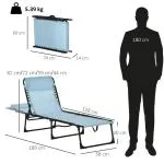 Solsäng Prisvärd Turkos Metall för Trädgård och Pool med Hopfällbar Design och Andningsbart Tyg Stabil Konstruktion för Vila 189 x 58 x 30 cm