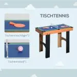 Spelbord Multispelbord Flerfärgad av MDF och Stål för Barn och Vuxna 4-i-1 Fotboll Hockey Bordtennis Biljard 87 x 43 x 73 cm