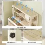 Hamsterbur 3 Våningar Naturfärgad Trä och Plexiglas för Smådjur Stor Bur med Hus och Tillbehör Rymlig Design och God Ventilation