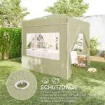 Lusthus Partytält Pop-Up Paviljong Krämvit av Polyester och Metall för Trädgård och Camping Vintertätt Tält med 4 Sidopaneler 2,5 x 2,5 m