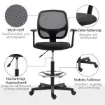 Ergonomisk Ritstol med Fotring, Höj- och Sänkbar Arbetsstol, Bekväm Snurrstol för Höga Skrivbord, Svart, 60 x 56 x 110-132 cm