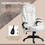 Kontorsstol Chefsstol Vit av Teddy Sammet och Metall för Kontor Massagefunktion med Värme och Fotstöd 67 x 74 x 107-116 cm