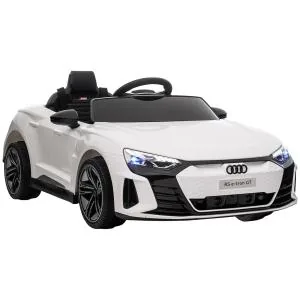 Barnelbil Audi RS e-tron GT Vit av Plast och Metall för Barn 3-5 År med Fjärrkontroll och Musik Hastighet upp till 5 km/h Licensierad