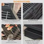 Eldskål Eldkorg Svart av Metall för Trädgård och BBQ 2-i-1 Grill med Gnistskydd Grillgaller och Poker Robust 66 x 66 x 66 cm