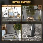 Hängstolsram Stativ Svart av Stål för Inomhus och Utomhusbruk Stabilt Stativ för Hängande Stolar Lastkapacitet upp till 150 kg 178 x 143 x 180 cm