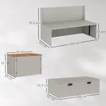 Solstol i Polyrattan för 2 Personer, Dubbelsäng med Fotpall och Förvaringskuddar, Grå, 125x114x72,5 cm